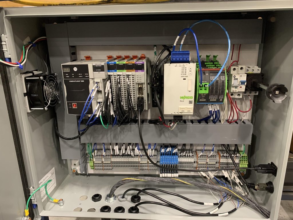 HMI screen used in PLC automation training session